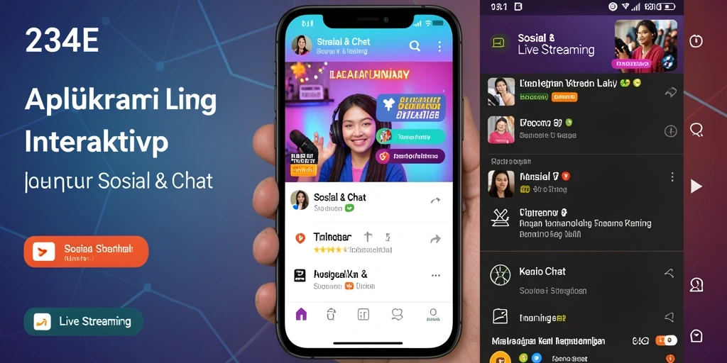 Antarmuka aplikasi Live Streaming 234E yang menarik dan interaktif.