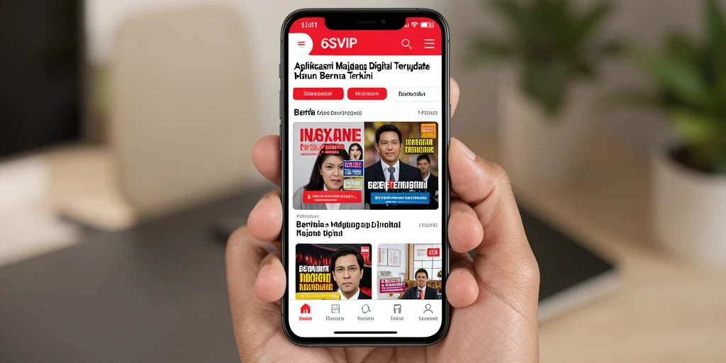 Antarmuka pengguna aplikasi Majalah Digital 6SVIP yang menarik.