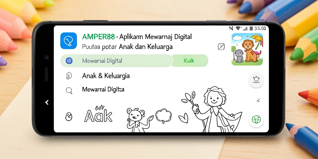 Antarmuka aplikasi AMPER88 dengan fitur mewarnai digital yang menarik.