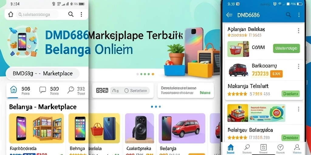 Tampilan utama aplikasi DMD686 dengan berbagai pilihan produk Marketplace.