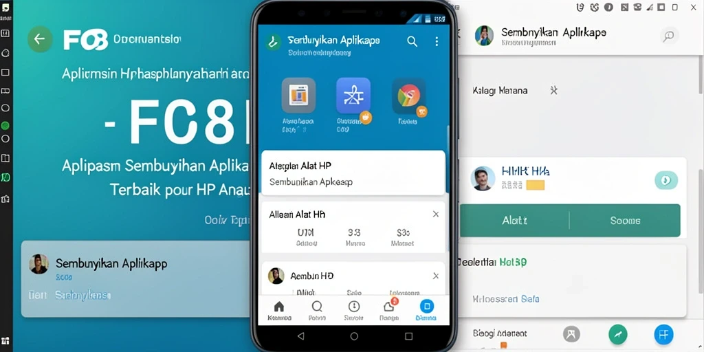 Tampilan antarmuka FO8 dengan fungsi Sembunyikan Aplikasi.