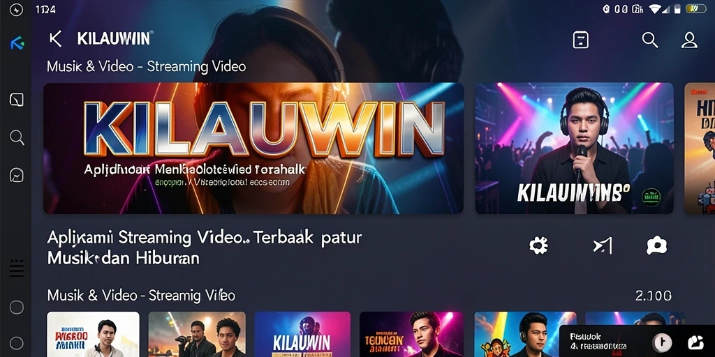 Tampilan antarmuka aplikasi KILAUWIN untuk streaming video musik.