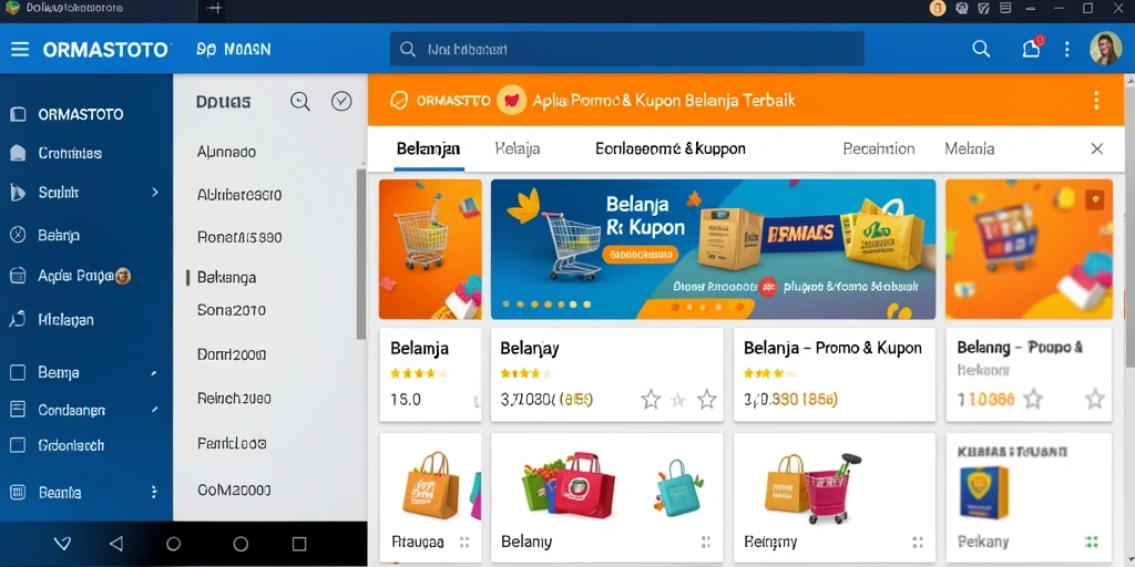 Tampilan aplikasi ORMASTOTO dengan kupon dan promo menarik.