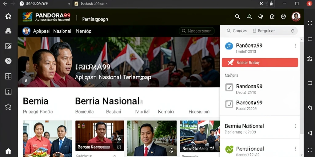 Antarmuka modern PANDORA99 untuk berita nasional.