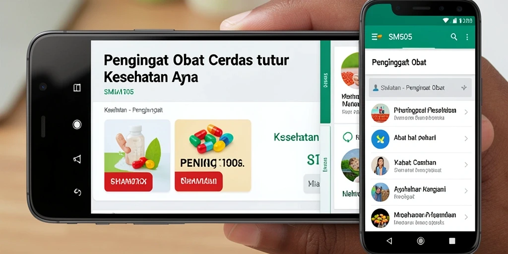 Antarmuka pengguna SM605 untuk pengingat obat yang jelas dan intuitif.
