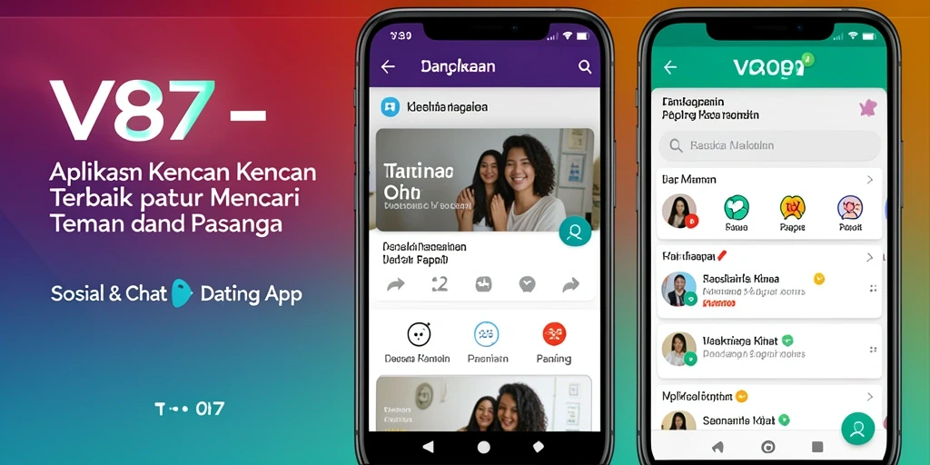 Tampilan antarmuka V87 yang modern dan menarik untuk aplikasi Dating App.